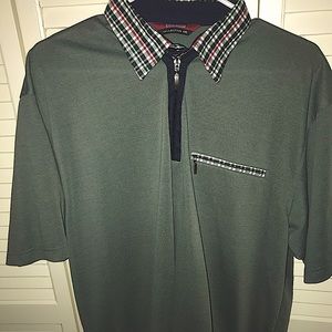 Green/Plaid Collared Golf Shirt